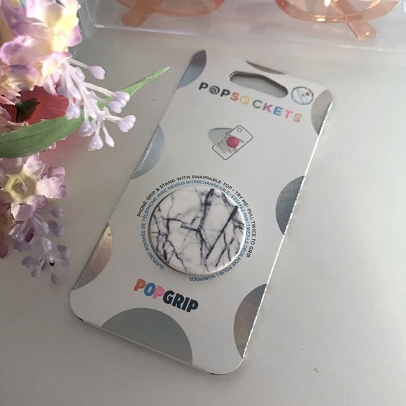 Dove White Marble Popsocket Popgrip - Picture 1 of 5